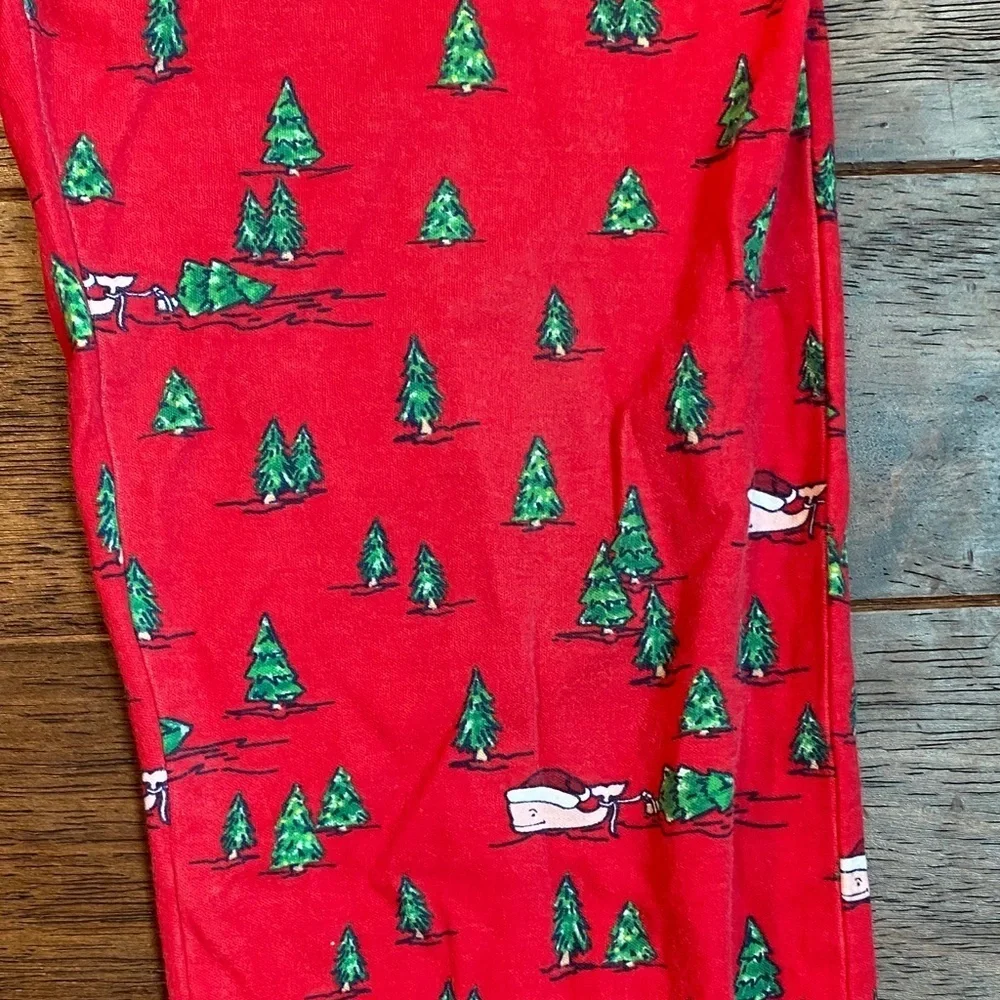 Vineyard Vines Red Kids Pajama Set with Christmas Trees